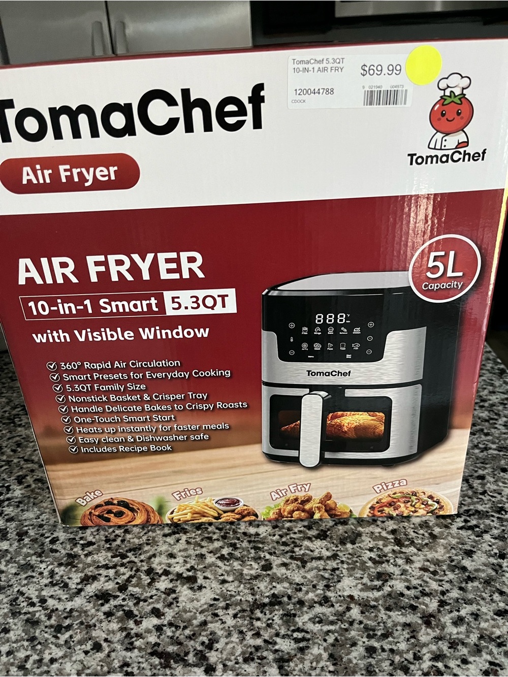5.3QT 10-in-1 Smart Air Fryer in Black and Silver